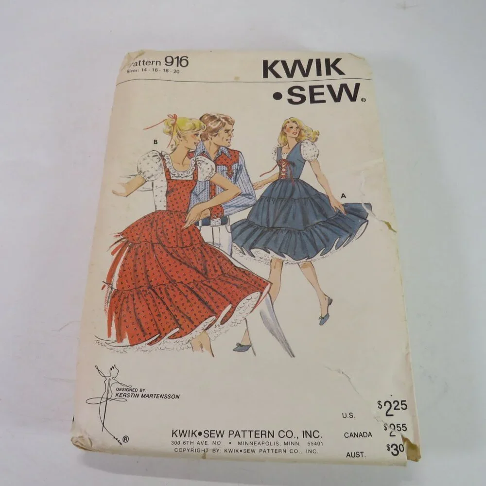 Kwik Sew 916 sewing pattern size 14-20 Adult Dancing Dress UNCUT real paper patt